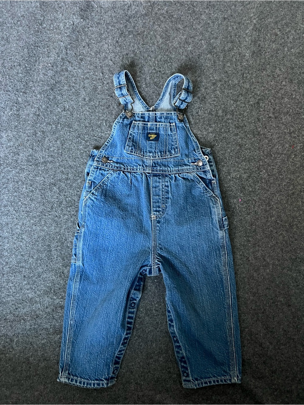 Vintage Oshkosh B'Gosh Unisex Blue Denim Vestbak Overalls Sz 24 months